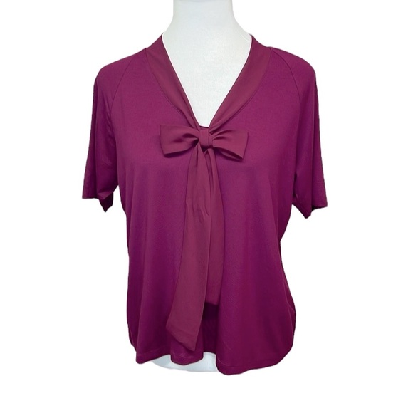 Talbots Tie Neck Blouse Purple - Picture 1 of 4